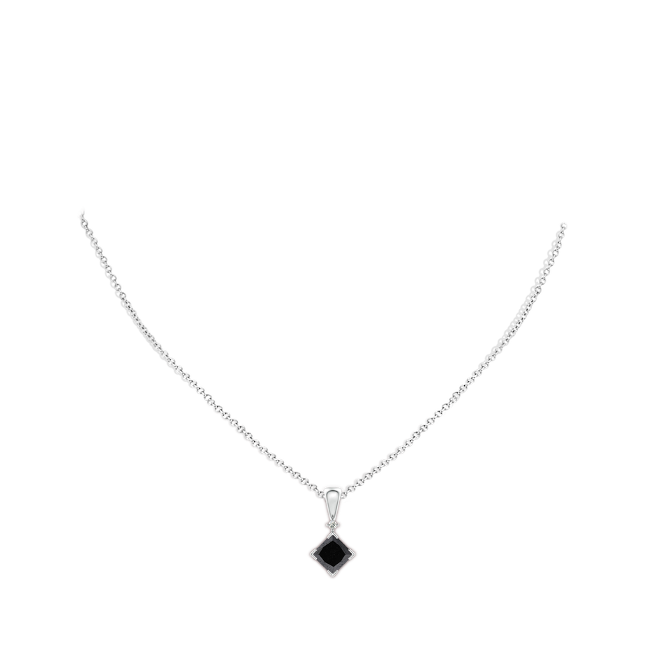 5.5mm A Princess-Cut Black Diamond Pendant in 9K White Gold pen