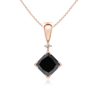 5.5mm AA Princess-Cut Black Diamond Pendant in Rose Gold