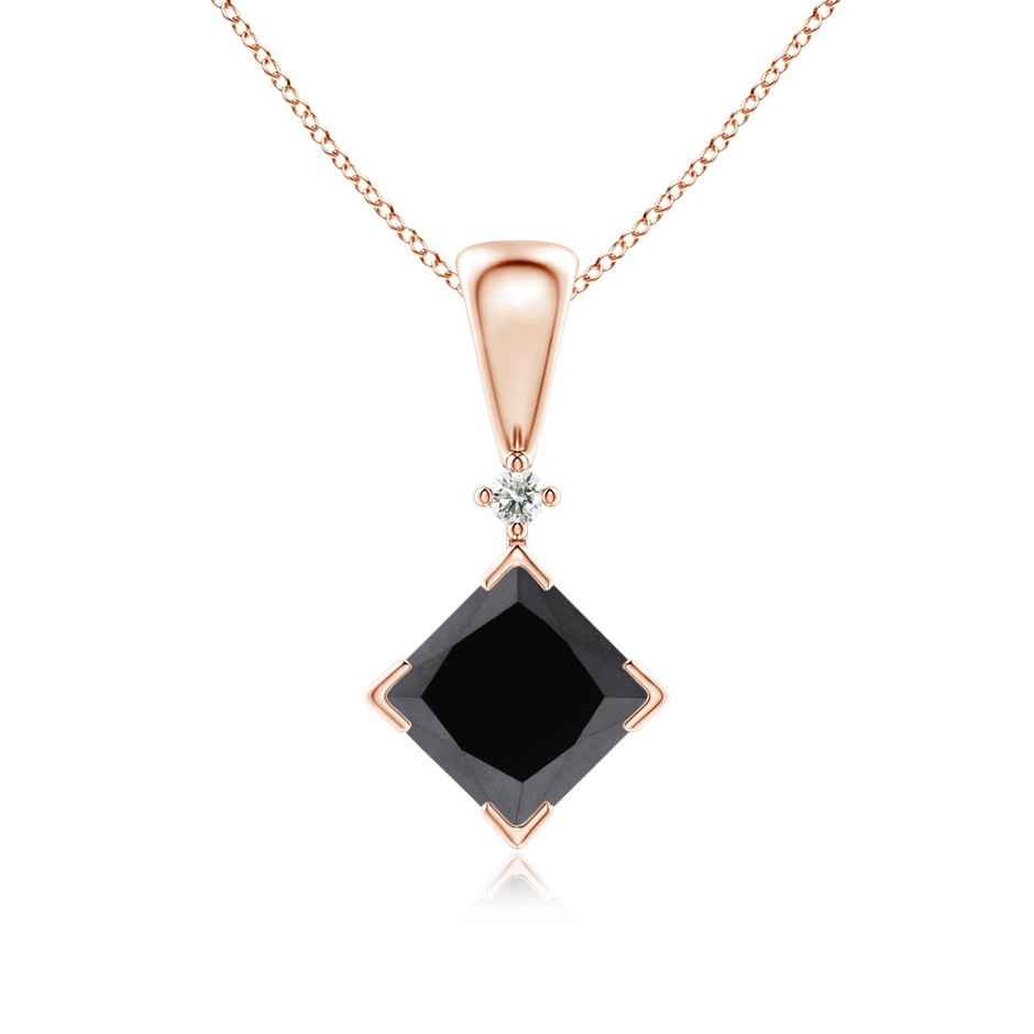 5.5mm AA Princess-Cut Black Diamond Pendant in Rose Gold 