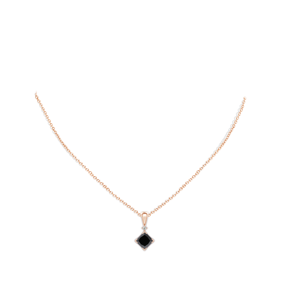 5.5mm AA Princess-Cut Black Diamond Pendant in Rose Gold pen