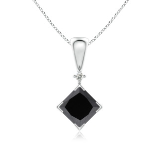 5.5mm AA Princess-Cut Black Diamond Pendant in White Gold