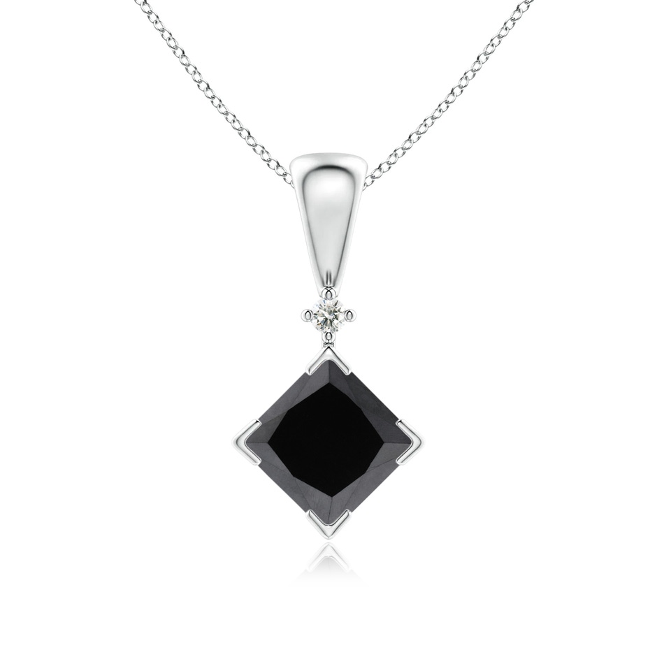 5.5mm AA Princess-Cut Black Diamond Pendant in White Gold 