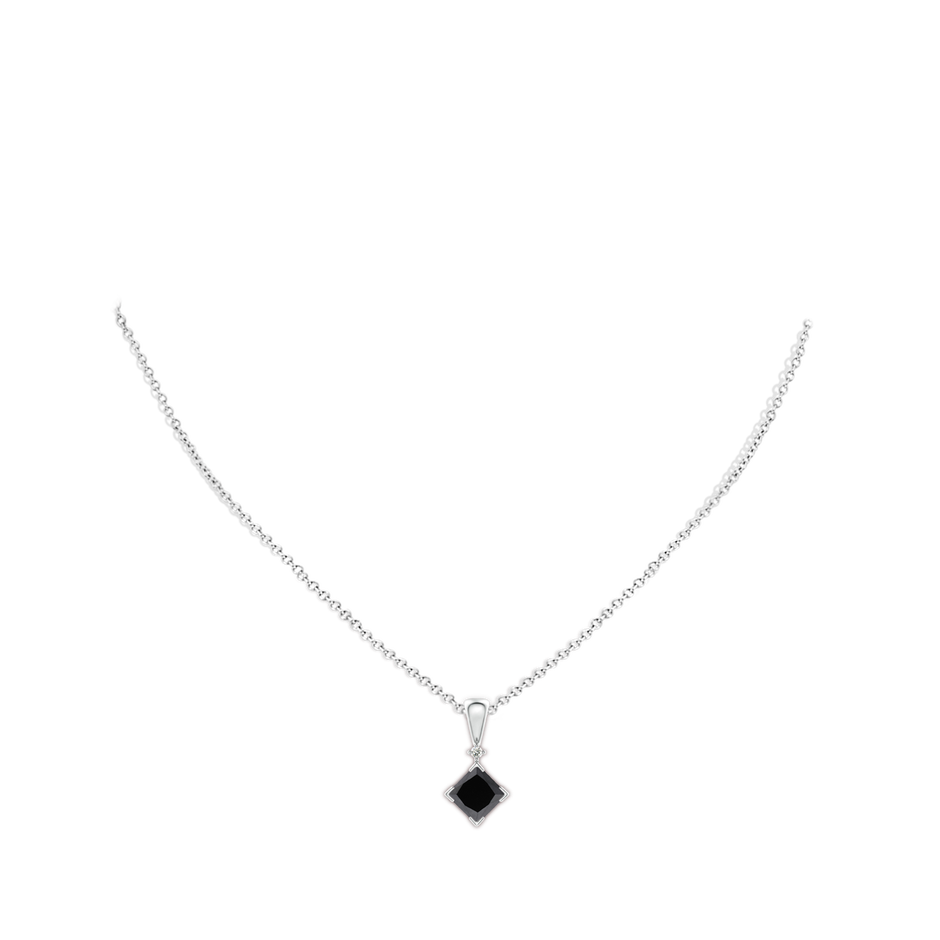 5.5mm AA Princess-Cut Black Diamond Pendant in White Gold pen