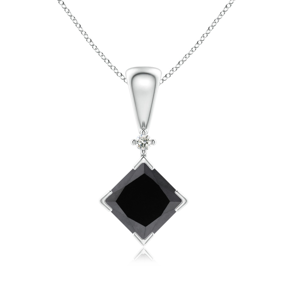 7mm AA Princess-Cut Black Diamond Pendant in White Gold 