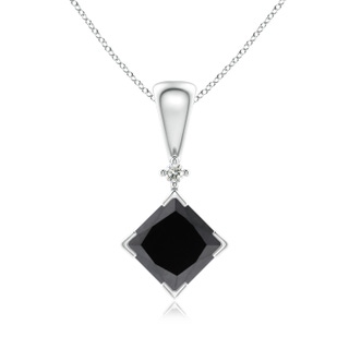 7mm AA Princess-Cut Black Diamond Pendant in White Gold