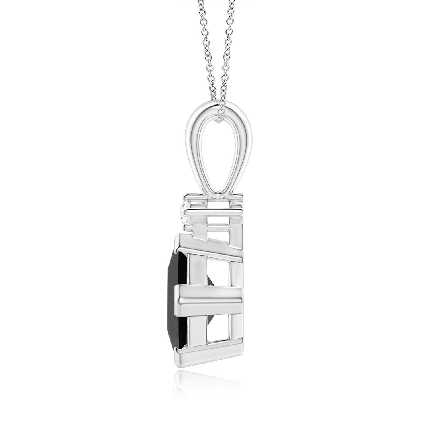7mm AA Princess-Cut Black Diamond Pendant in White Gold - side 2