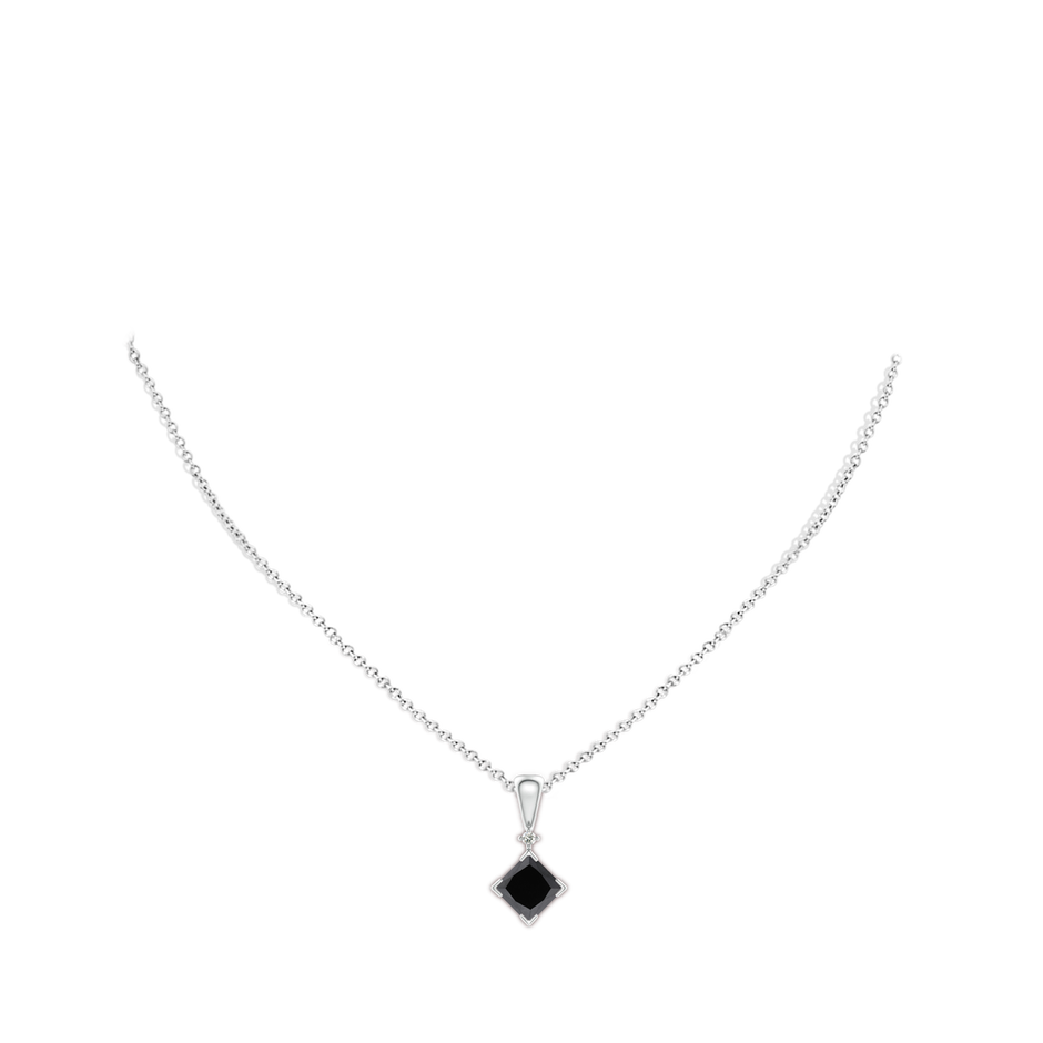 7mm AA Princess-Cut Black Diamond Pendant in White Gold pen