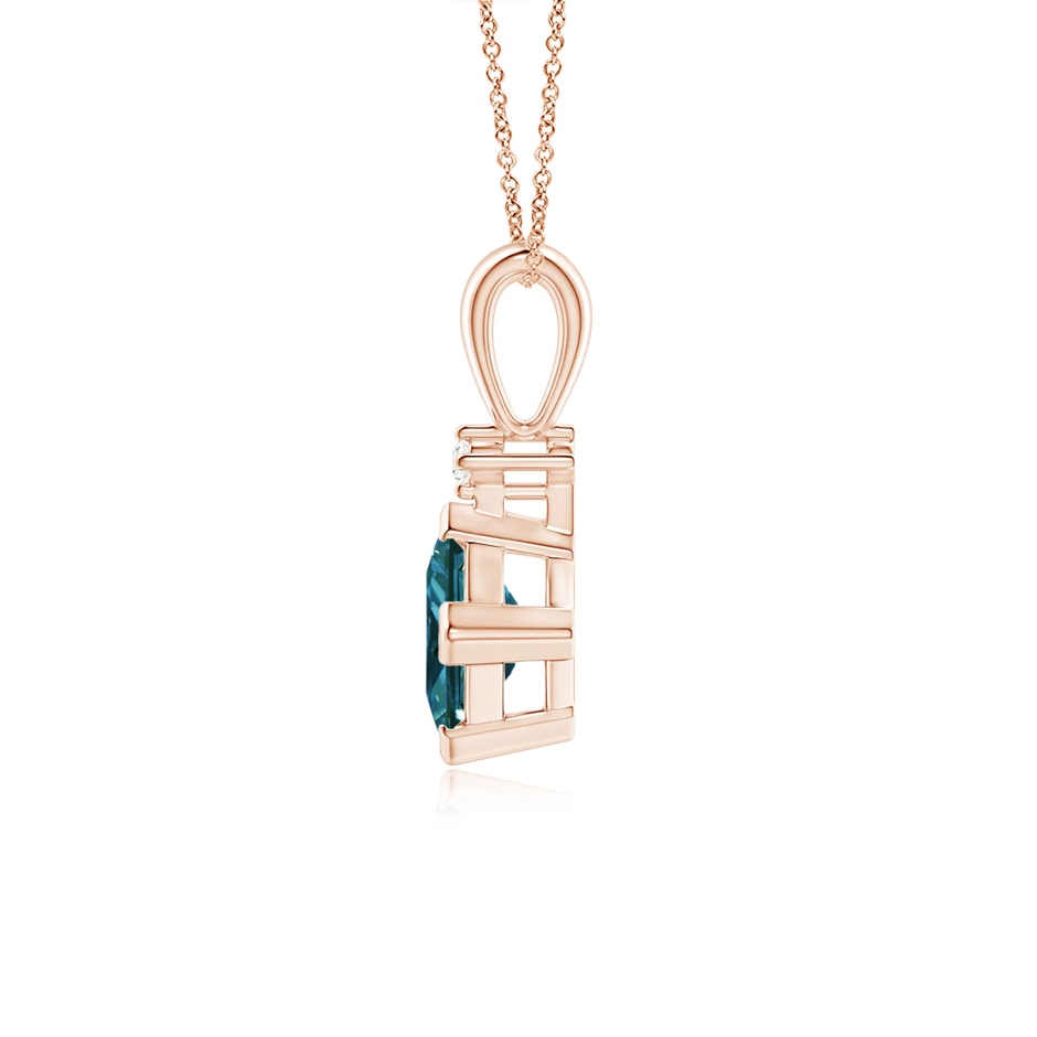 4.4mm AA Princess-Cut Blue Diamond Pendant in Rose Gold side 199