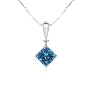 4.4mm AAA Princess-Cut Blue Diamond Pendant in P950 Platinum
