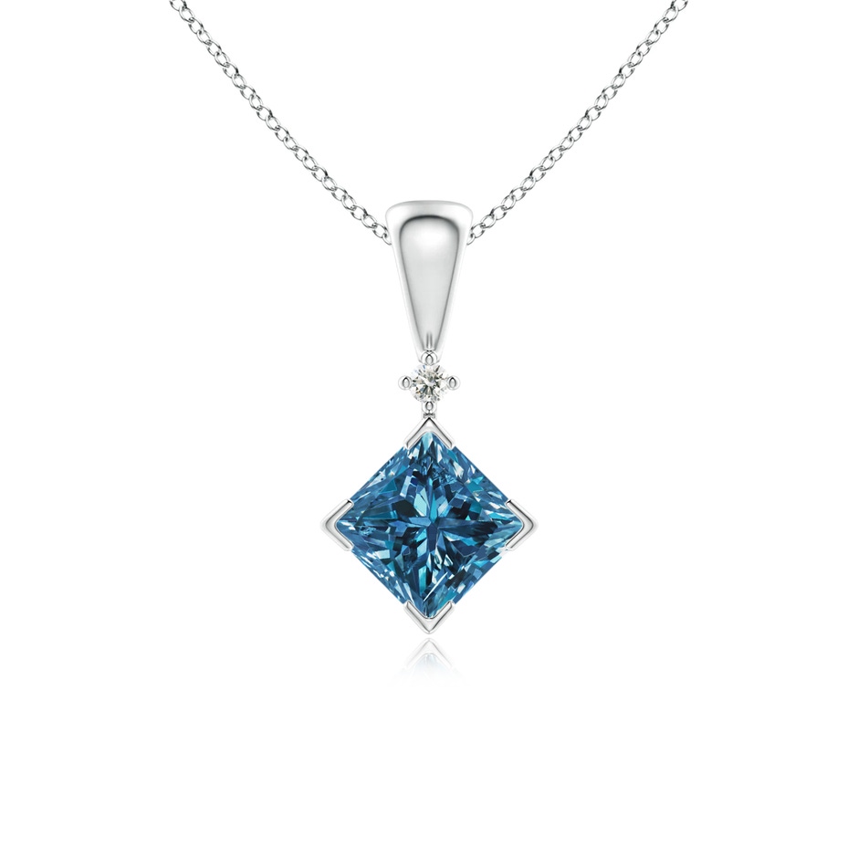 4.4mm AAA Princess-Cut Blue Diamond Pendant in White Gold 