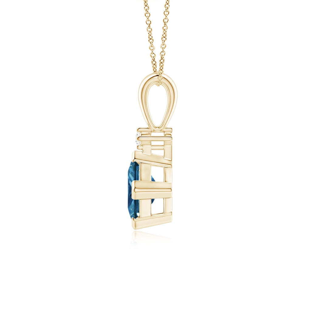 4.4mm AAA Princess-Cut Blue Diamond Pendant in Yellow Gold - side 199