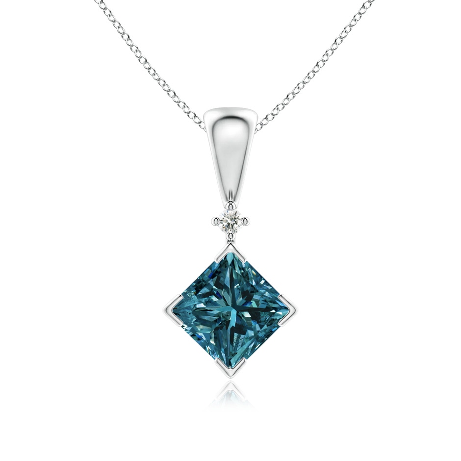 5.5mm AA Princess-Cut Blue Diamond Pendant in P950 Platinum 