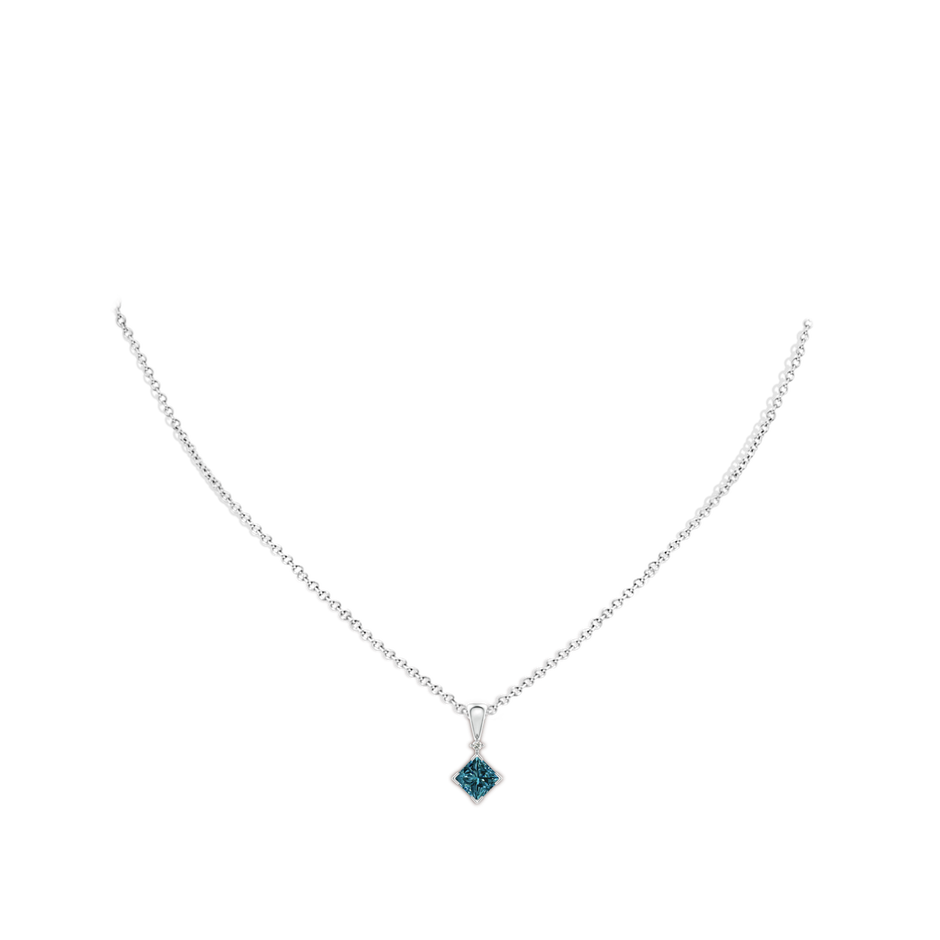 5.5mm AA Princess-Cut Blue Diamond Pendant in P950 Platinum pen