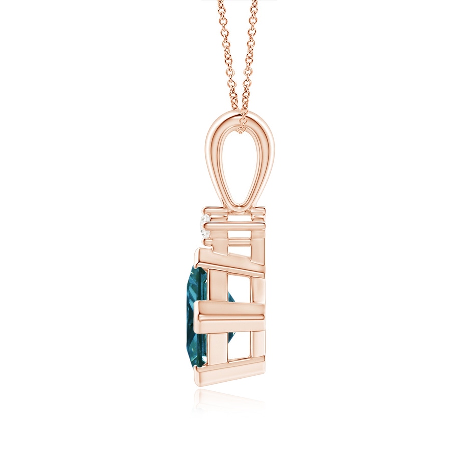 5.5mm AA Princess-Cut Blue Diamond Pendant in Rose Gold side 199