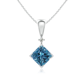 5.5mm AAA Princess-Cut Blue Diamond Pendant in 10K White Gold