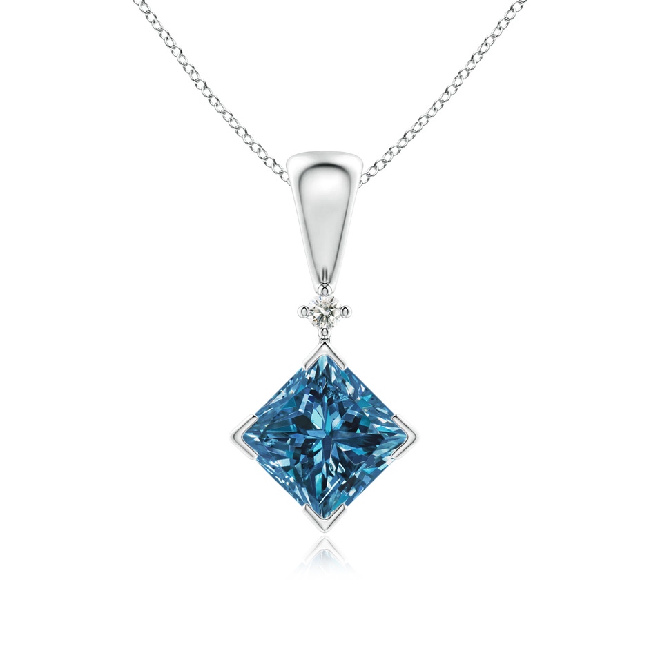 5.5mm AAA Princess-Cut Blue Diamond Pendant in P950 Platinum 