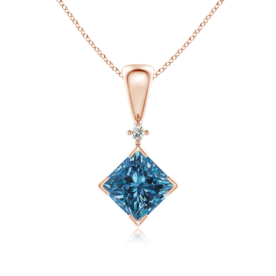 5.5mm AAA Princess-Cut Blue Diamond Pendant in Rose Gold 