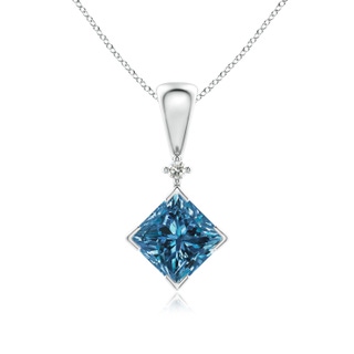 5.5mm AAA Princess-Cut Blue Diamond Pendant in White Gold