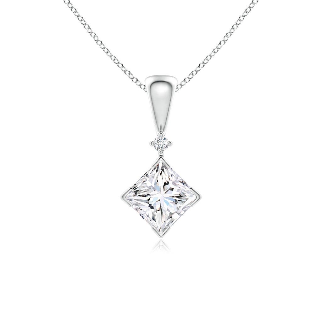 4.4mm GVS2 Princess-Cut Diamond Pendant in White Gold