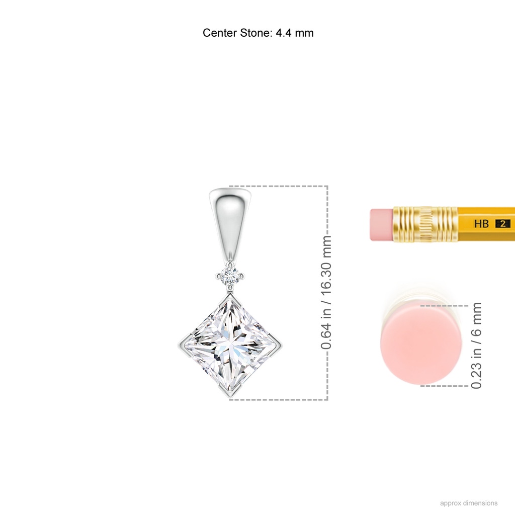 4.4mm GVS2 Princess-Cut Diamond Pendant in White Gold Ruler