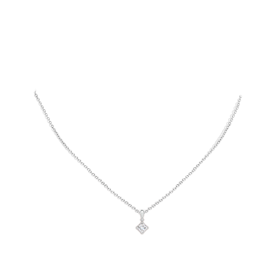 4.4mm GVS2 Princess-Cut Diamond Pendant in White Gold body-neck