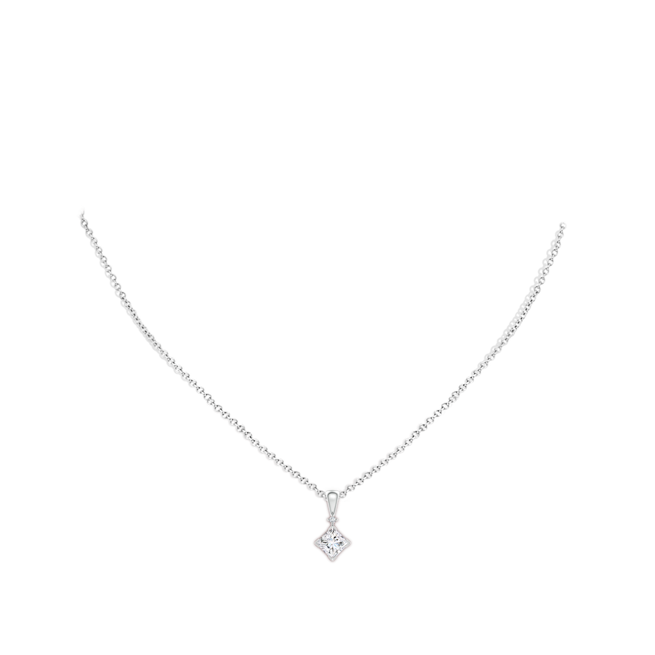 5.5mm GVS2 Princess-Cut Diamond Pendant in White Gold body-neck