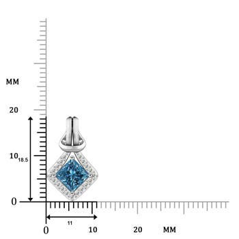 5.4mm AAA Princess-Cut Enhanced Blue Diamond Love Knot Pendant in White Gold - ruler