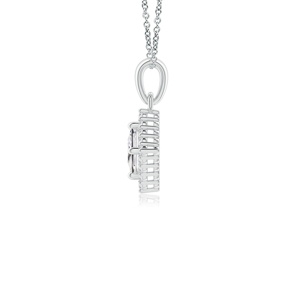 3mm HSI2 Classic Princess-Cut Diamond Pendant with Halo in White Gold Side-1