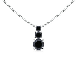 4.5mm AA Black Diamond Three Stone Pendant in 10K White Gold