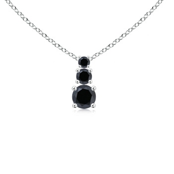 4.5mm AA Black Diamond Three Stone Pendant in White Gold 