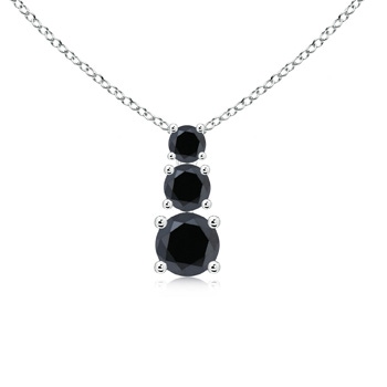 5.5mm AA Black Diamond Three Stone Pendant in White Gold 