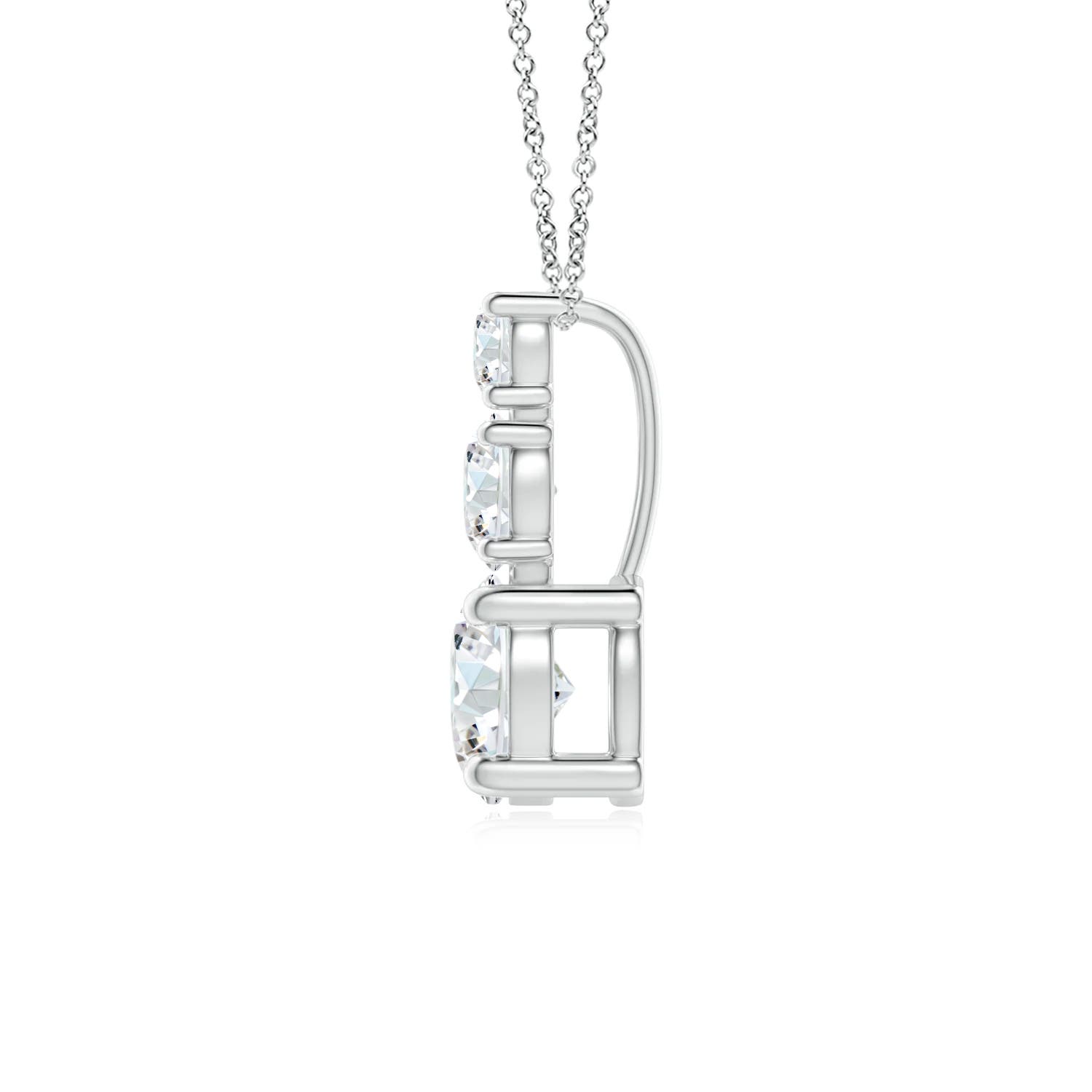4.5mm GVS2 Diamond Three Stone Pendant in 18K White Gold