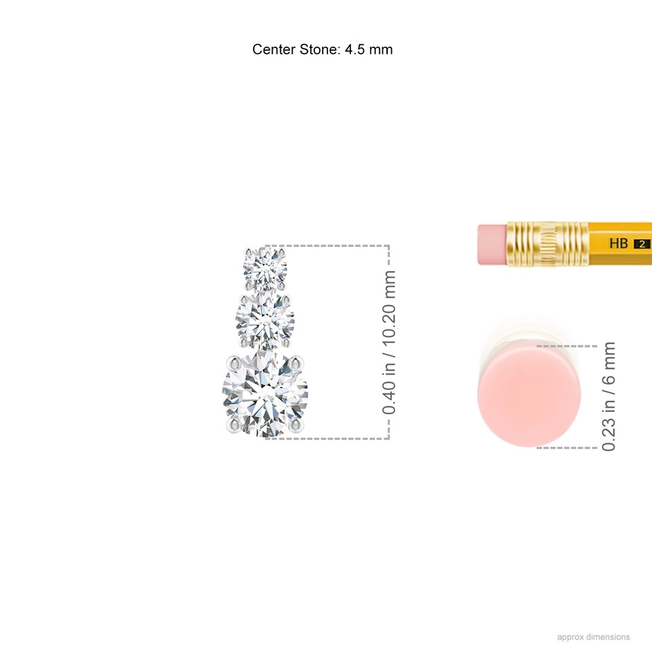 4.5mm GVS2 Diamond Three Stone Pendant in P950 Platinum ruler