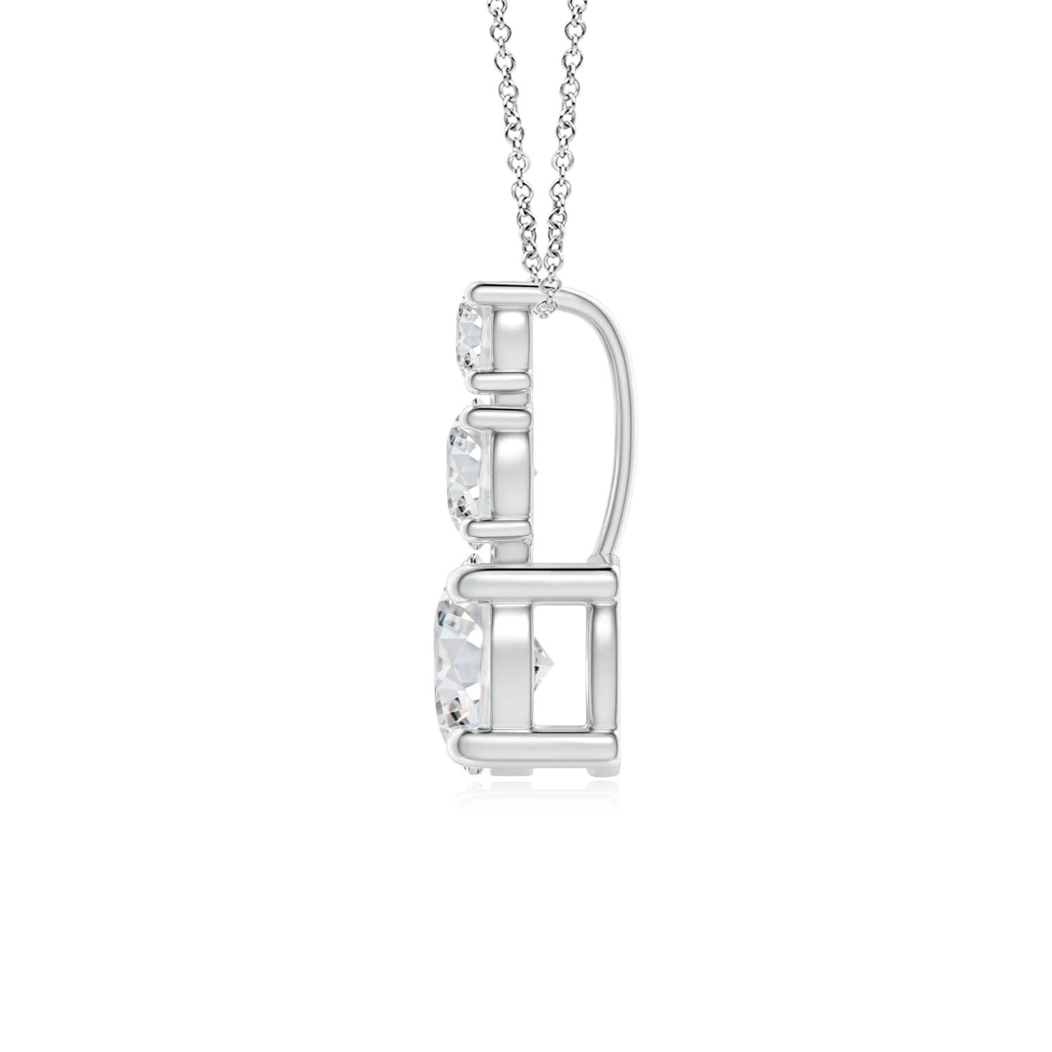 4.5mm HSI2 Diamond Three Stone Pendant in 18K White Gold