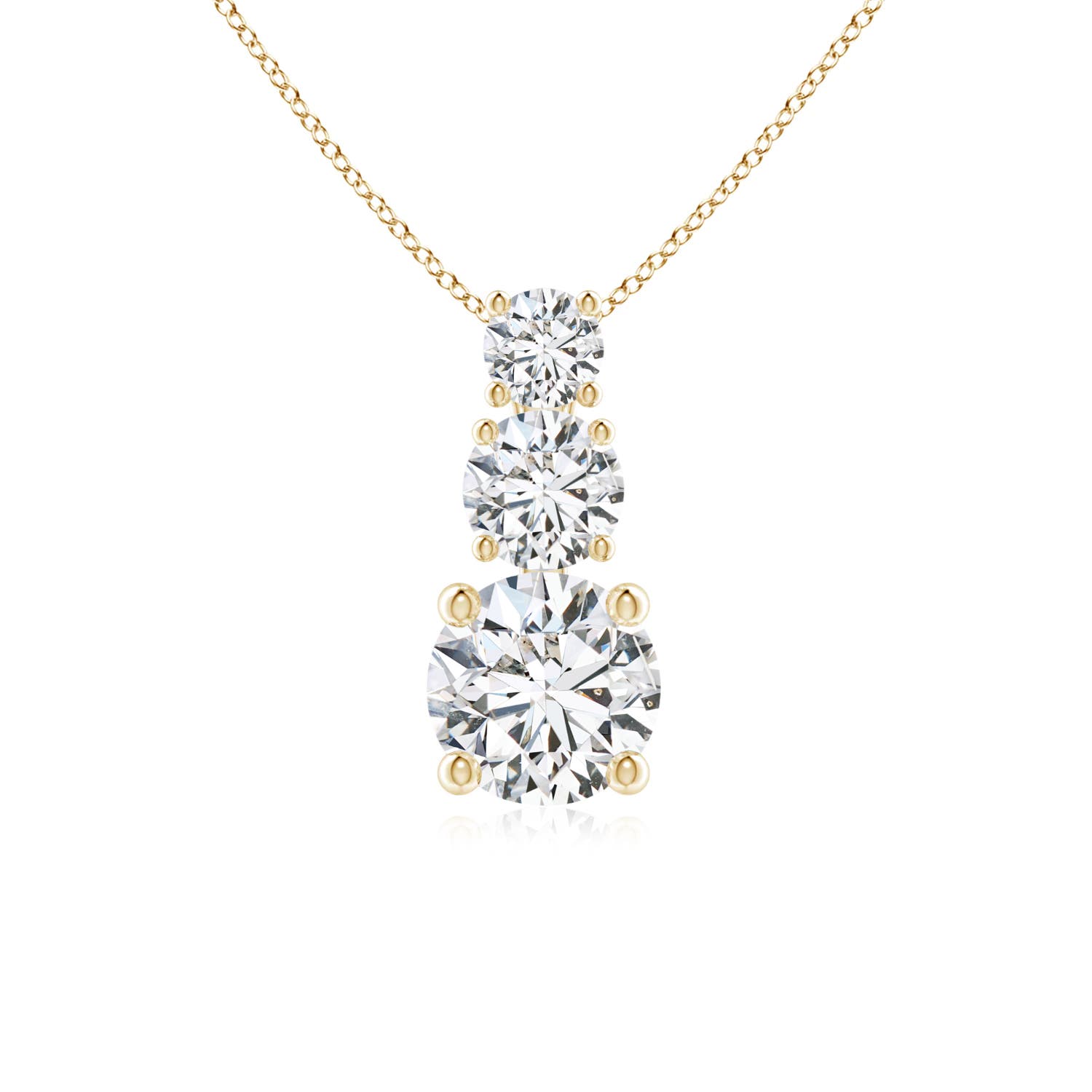 4.5mm HSI2 Diamond Three Stone Pendant in 18K Yellow Gold