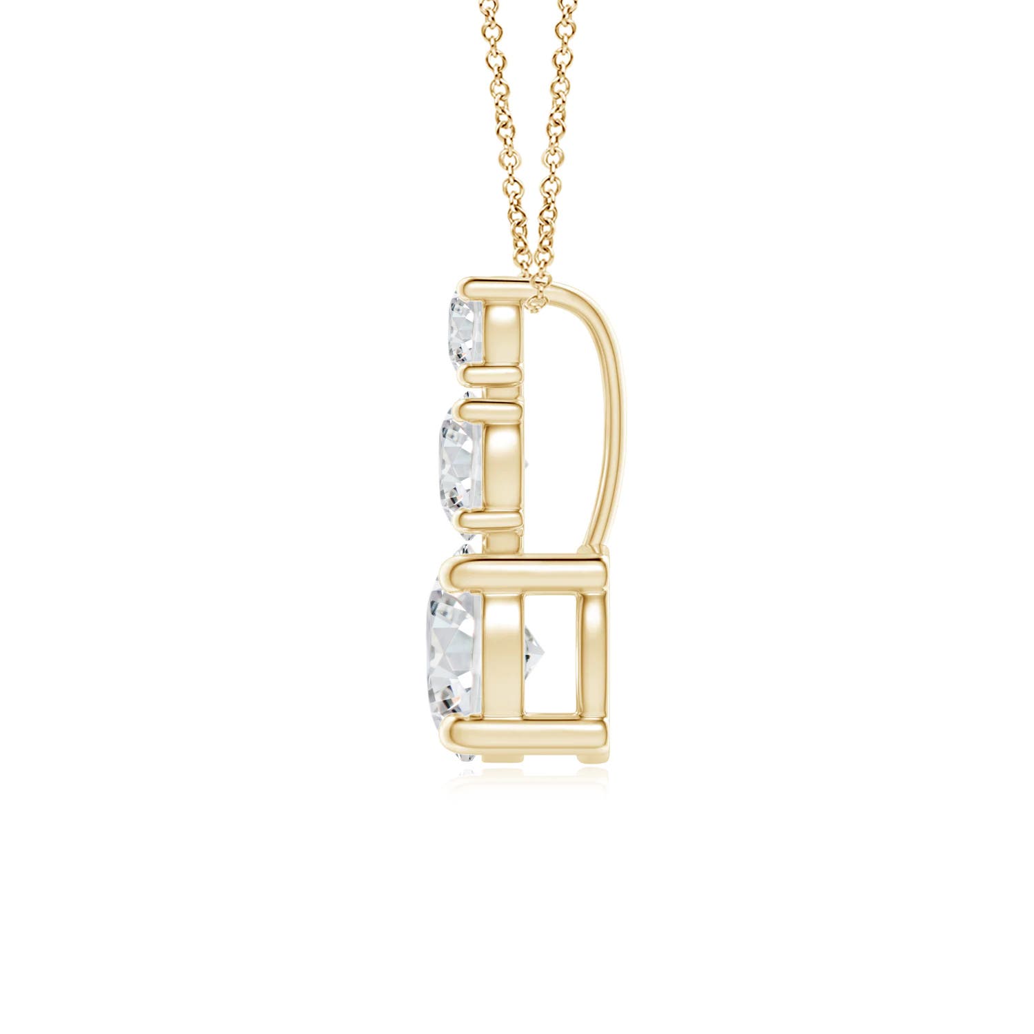 4.5mm HSI2 Diamond Three Stone Pendant in 18K Yellow Gold