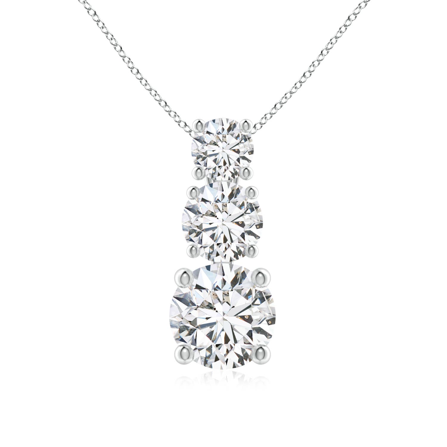 5mm HSI2 Diamond Three Stone Pendant in 18K White Gold
