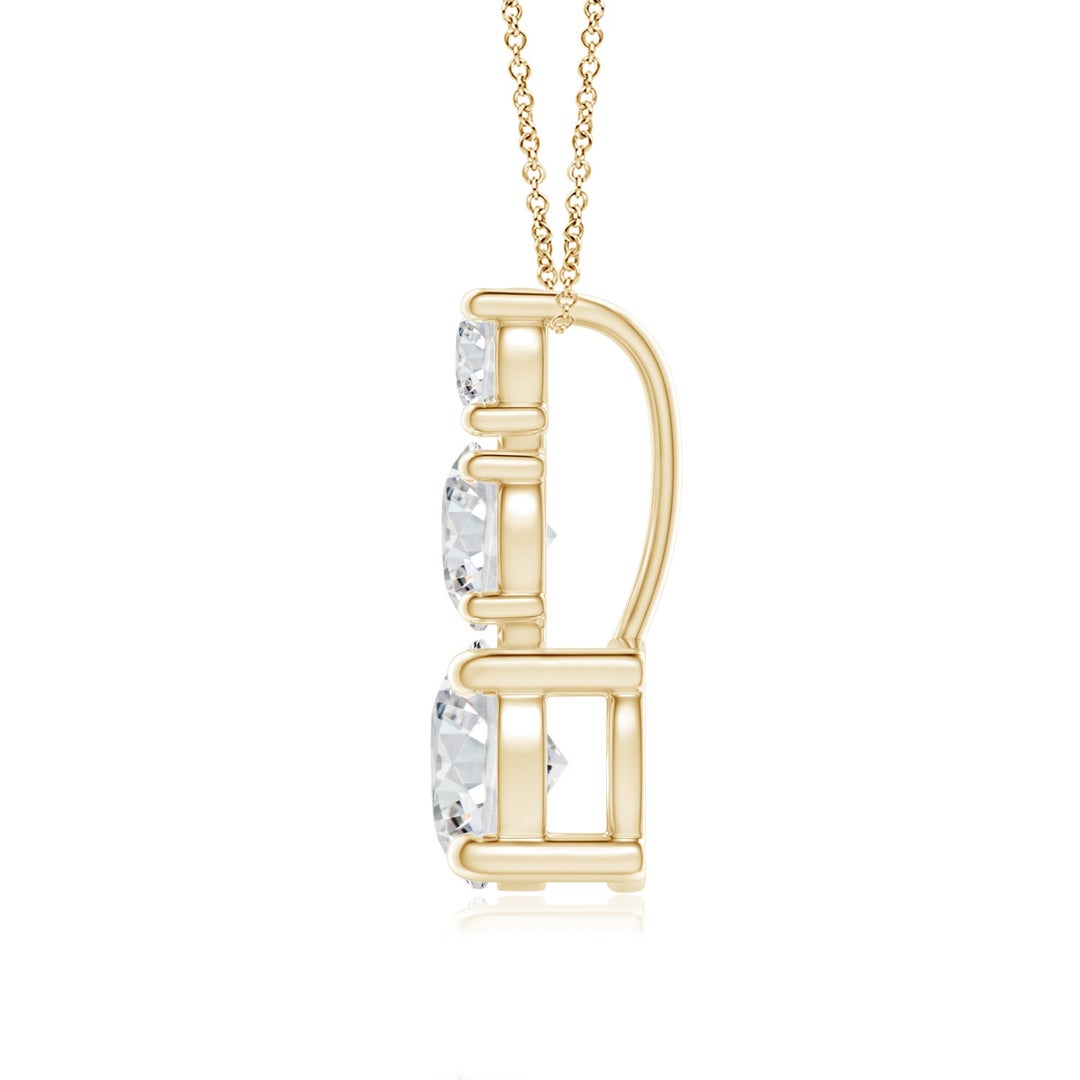 5mm HSI2 Diamond Three Stone Pendant in Yellow Gold - side 3