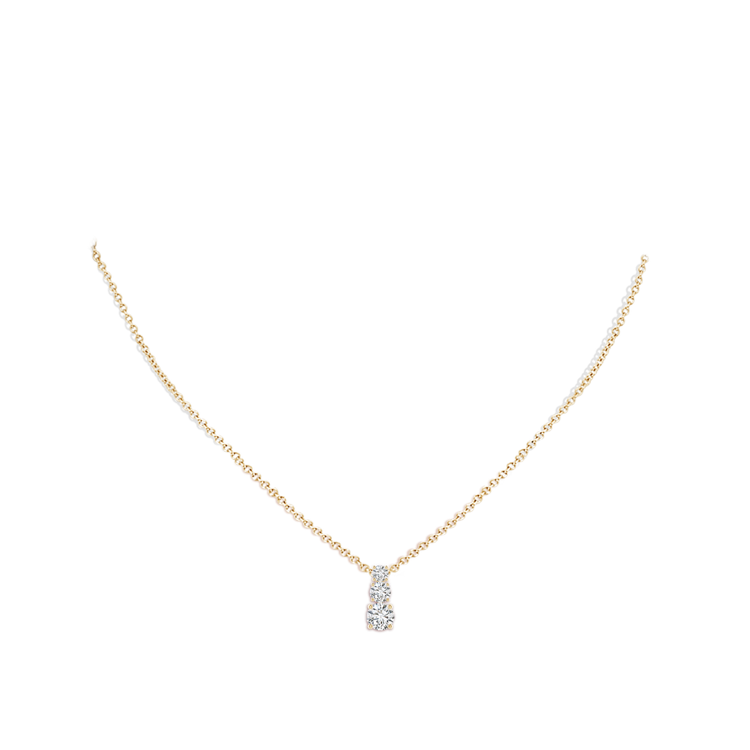 5mm HSI2 Diamond Three Stone Pendant in Yellow Gold - body_neck