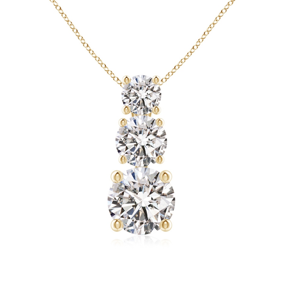 5mm IJI1I2 Diamond Three Stone Pendant in Yellow Gold 