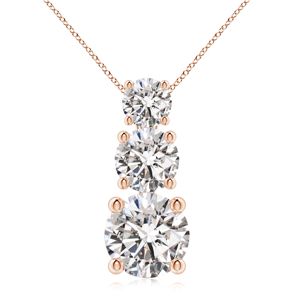 6.4mm IJI1I2 Diamond Three Stone Pendant in Rose Gold 