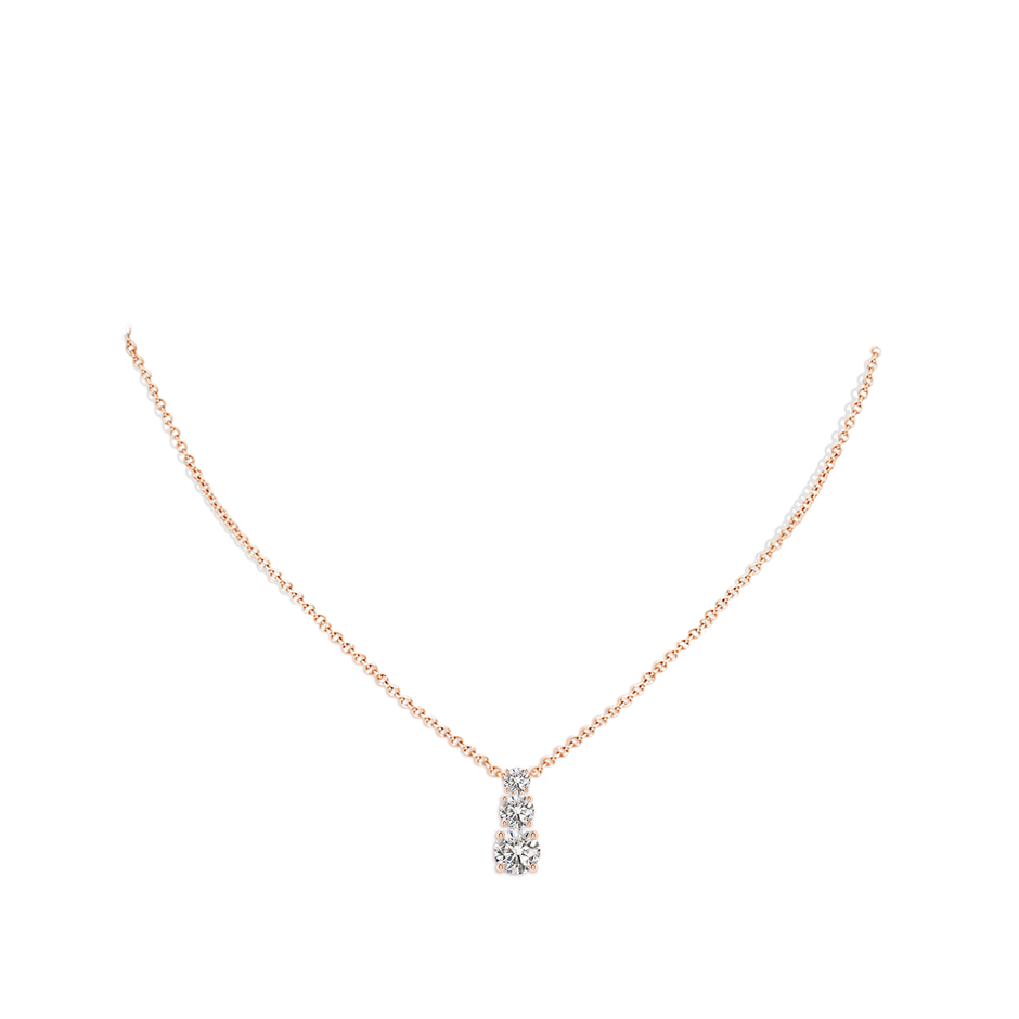 6.4mm IJI1I2 Diamond Three Stone Pendant in Rose Gold pen