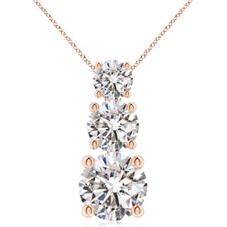 7.4mm IJI1I2 Diamond Three Stone Pendant in Rose Gold