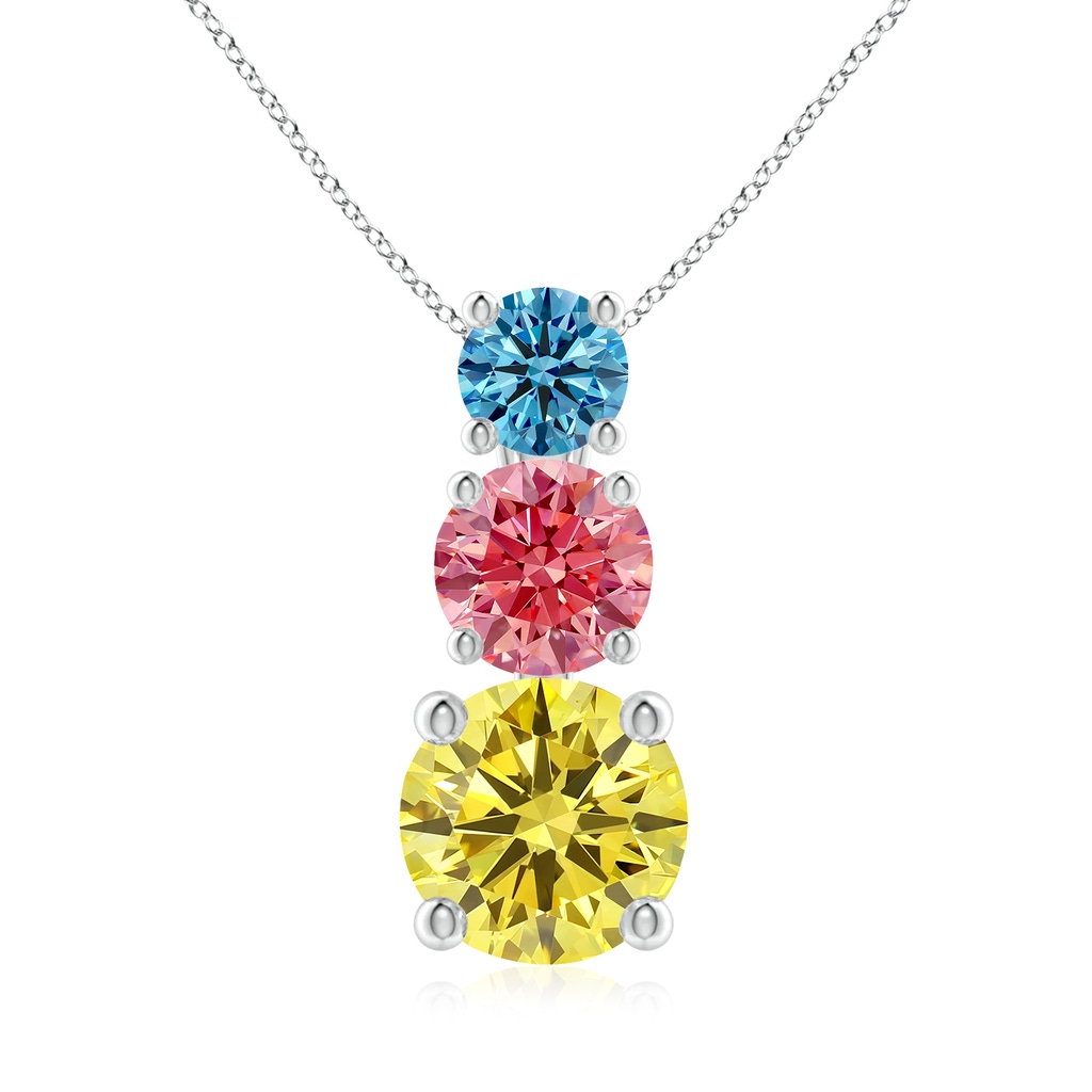 5.5mm AAAA Fancy Intense Multi-Color Diamond Three Stone Pendant in P950 Platinum