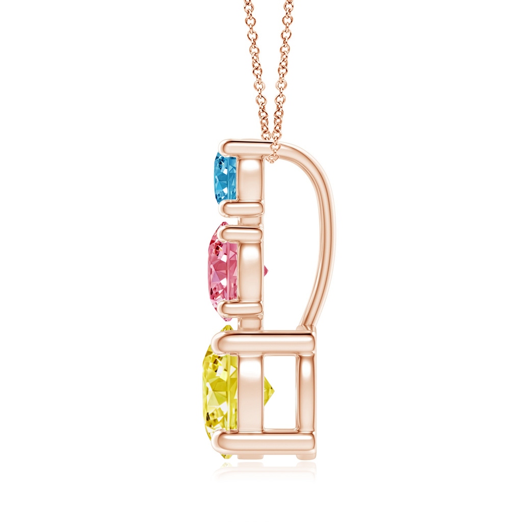 5.5mm AAAA Fancy Intense Multi-Color Diamond Three Stone Pendant in Rose Gold - side 199