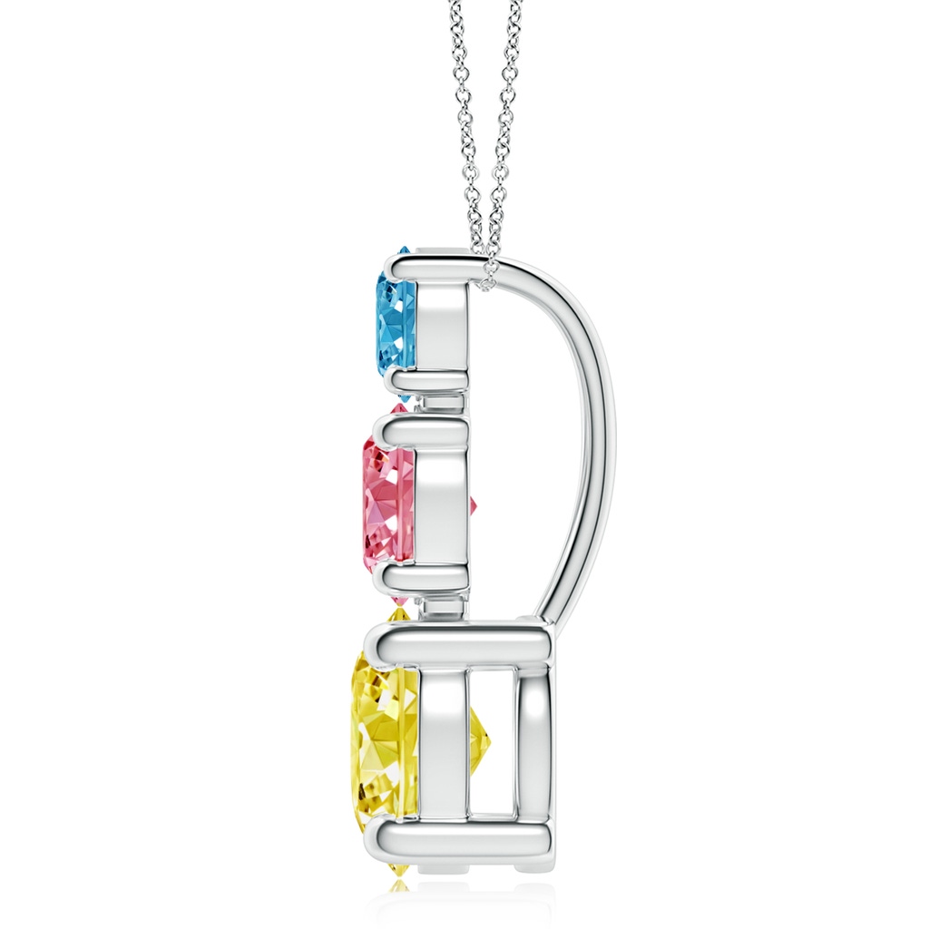 6.4mm AAAA Fancy Intense Multi-Color Diamond Three Stone Pendant in White Gold - side 199