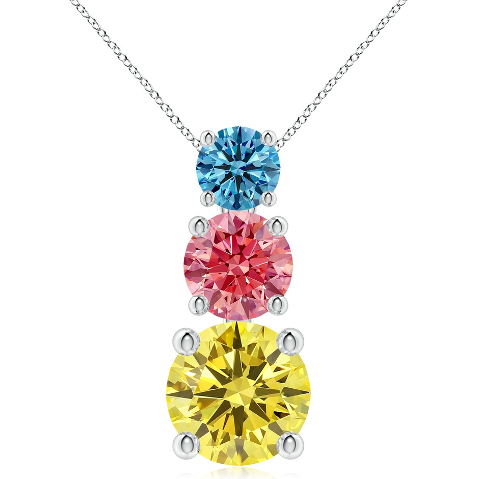 7.4mm AAAA Fancy Intense Multi-Color Diamond Three Stone Pendant in P950 Platinum 