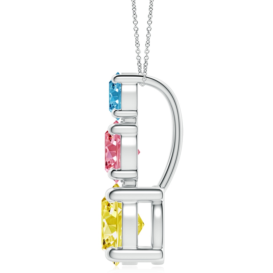 7.4mm AAAA Fancy Intense Multi-Color Diamond Three Stone Pendant in P950 Platinum side 199