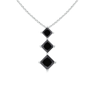 3.5mm A Princess-Cut Black Diamond Three Stone Pendant in 9K White Gold