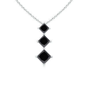 3.5mm A Princess-Cut Black Diamond Three Stone Pendant in P950 Platinum